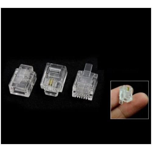 100 PCS Pcs 6P2C 2 Pins RJ11 Modular Plug Network Cable Connector Clear