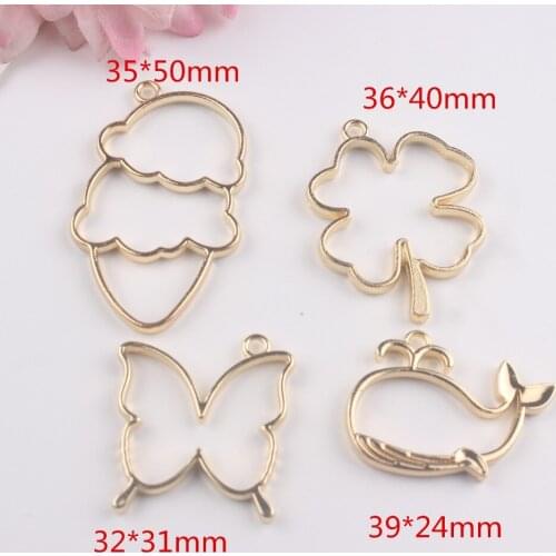 5pcs/lot frame metal frame hollow shape glue blank icecream butterfly alloy frame for DIY drop oil