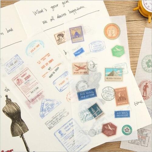 6 Pages/Pack Vintage Postmark Stamps Traveling Life Decorative Planner Stickers DIY Diary Scrapbooking Phone Index Seal Stickers