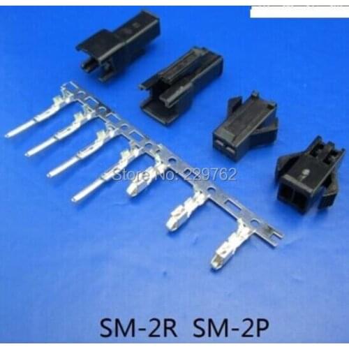 Free Shipping 100sets 2Pin/way auto Connector plug 2.54mm SM-2P Kit (male&female Housing+Terminal) for car / boat / ship ect