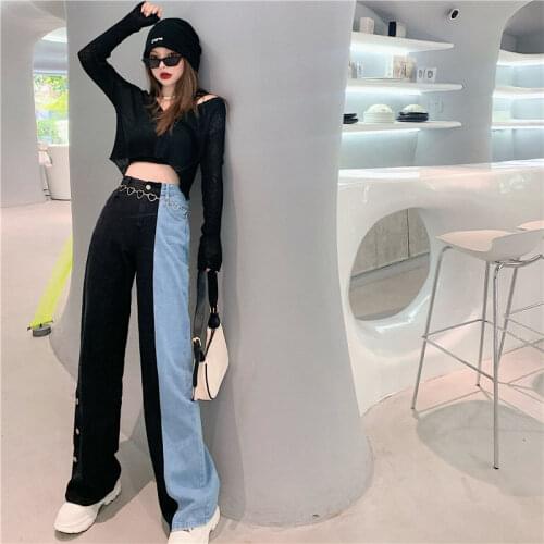 Wide Leg Pants Mom Fashion Denim Girlfriend Trousers Streetwear Vintage Blue Woman Jeans Loose Baggy High Waist Loose Boyfriend
