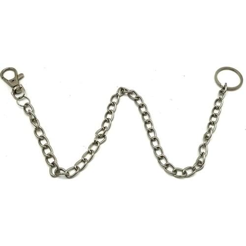 42cm Long Metal Wallet Chain Rock Punk Trousers Hipster Pant Jean Keychain Silver Ring Clip Keyring Keychains HipHop Jewelry
