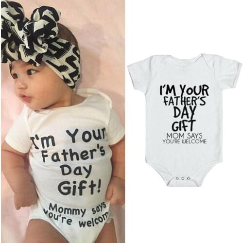 Fathers Day Gift Baby Girls Boys Newborn Letter Short Sleeve Romper Jumpsuit Summer Cotton Clothes Outfits Sunsuit 0-18M