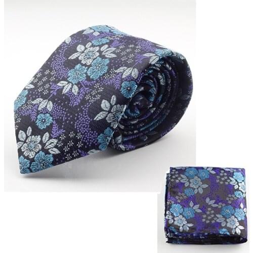 GUSLESON New Design Silk Tie Set for Men 7cm Tie Men Handkerchief Necktie Cravate Man Corbatas Hombre Floral Slim Wedding Tie
