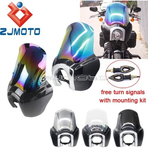 Iridium Motorcycle Front Fairing Windshield Headlight Cowl For Harley Softail Street Bob FXB Standard FXST 2018 2019 2020 2021