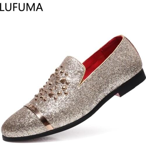 Italian Fashion Glitter Loafers Men New Arrival 2020 Coiffeur Wedding Dress Formal Shoes Men Elegant Party Shoes Men Classic