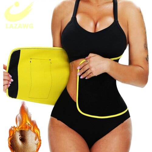 LAZAWG Waist Trainer Belt Waist Trimmer Slimming Body Shaper Sports Girdles Workout Belt Weight Loss Cincher with Pocket Intimat