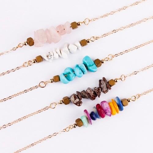 Summer Minimalist Stone Necklaces for Women Perfectly Dainty Raw Natural Stone Creatively Bar Necklaces for Women Unique Gift