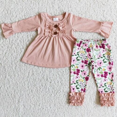 Hot Sale Kids Designer Clothes Girls Fall Outfits Toddler Baby Girls Clothing Rompers Fashion Flower Boutique Kids Clothing Sets