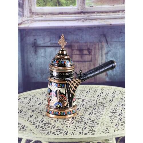 Rose Flower Mırra Copper Coffee Pot 5 Cup