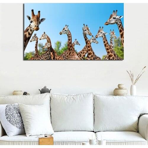 Cute Giraffe Wallpaper Wall Art Canvas Poster And Print Canvas Painting Oil Decorative Picture Kids Room Living Room Home Decor