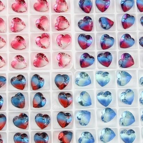 15mm heart fancy stone pointback Tourmaline rhinestone Colorful Glass Bead For DIY Accessories nail art