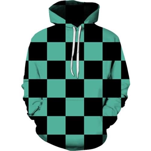 New Mens Hoodie Mens Super Dalian Hoodie Long Sleeve Check Print Harajuku Mens Jacket Harajuku Fashion Trend Loose Sweater