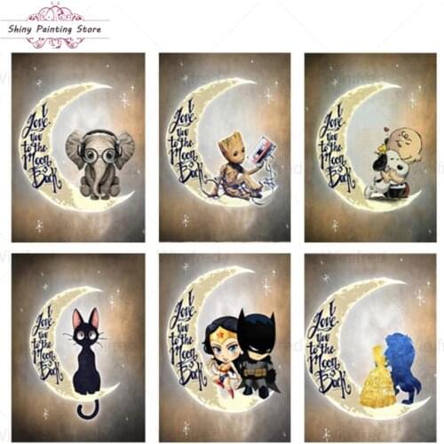 Full Square Round Drill 5D DIY Diamond Painting Moon landscape Cartoon Character Diamond Embroidery Cross Stitch Kit Home Decor