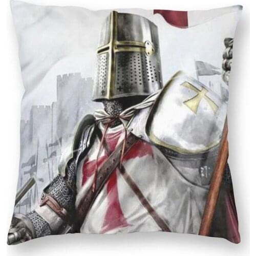 Knights Templar Square Pillowcover Home Decor Medieval Cross Broadsword Flag Crusader Cushion Cover Throw Pillow for Car Print