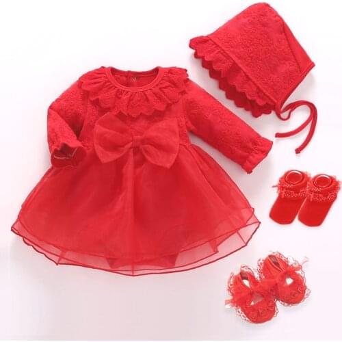 Newborn Baby Girls Infant Dress&Clothes Red Infant Dress Baptism Vestidos White Dress Ropa Bebe Baby Girl Dresses 3 6 9 Months