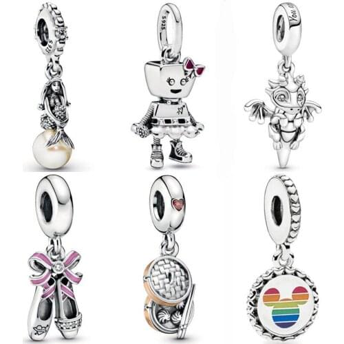 QANDOCCI Luminous Ariel You Are Magic Dragon Bella Bot Punk Band Pendant Charm Fit Pandora Bracelet 925 Sterling Silver Jewelry