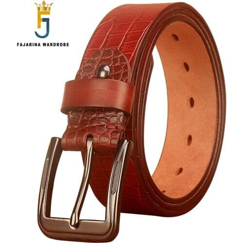 FAJARINA Unique Design Casual Retro Style Belts Jeans 100% Solid Cow Cowskin Genuine Leather Skin Belt for Men Jean N17FJ783