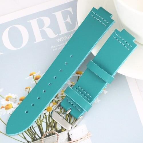 Male Women Elegant Leather Watchband Chic Wooden Watches Blue Strap Exquisite Pin Buckle 9 Holes Straps Clock Accessories