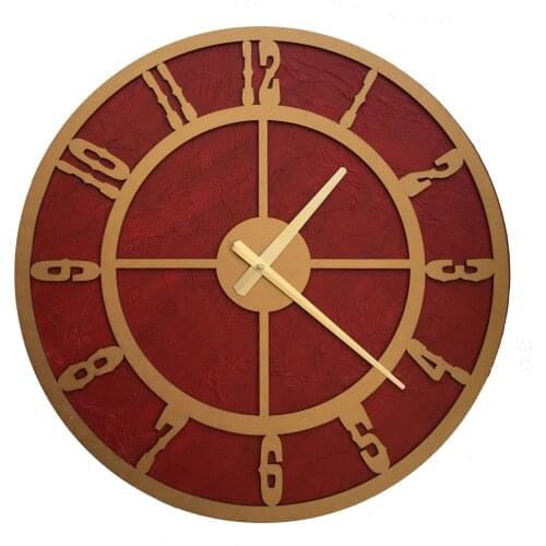 North Designed Rosso Gold Circle Decorative Wall Clock 48 Cm