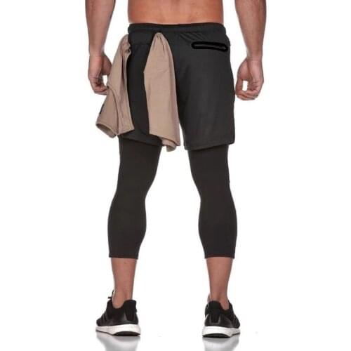 Running Shorts Mens Leggings and shorts 2 in 1 Double layer Sport Gym Fitness Sportswear Training Jogging Short pants Jogger