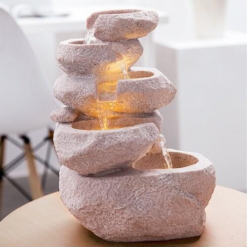 Rockery Water Fountain Indoor Transfer Zhaocai Decoration Living Room Humidification Desktop Home Decoration Accessories