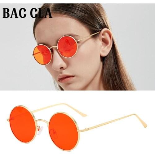 BAC CLA Gold Round Metal Frame Sunglasses Men Retro 2020 Summer Style Women Red Lens Sun Glasses Unisex Yellow Pink Black