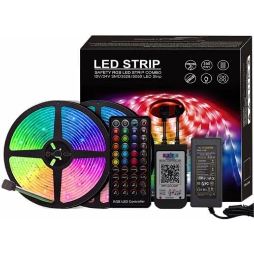 Bluetooth RGB LED Strip Lights SMD5050 5M 10M 15M 20M 30M Music Sync DC 12V Flexible Tape Waterproof With APP Control For Home