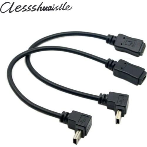 Angle 90 Degree Up & Down Direction Angled 5p Mini USB 5 Pin Male to Female Extension Cable 0.2m 20cm