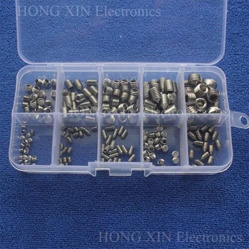 M3/M4/M5/M6/M8 Socket Hex Button Head Stainless Steel PCB Assortment Grub Screws Bolt Assortment kit Fastener Cup Point screw