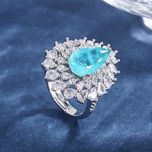 Vintage 925 Sterling Silver 8*14mm Paraiba Tourmaline Ruby Topaz Gemstone Finger Rings for Women Wedding Party Fine Jewelry Gift