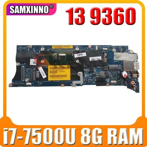 100% working for Dell XPS 13 9360 motherboard 0G736N CN-0G736N CAZ00 LA-D841P mainboard with CPU i7-7500U + 8G RAM working good