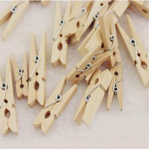 100Pcs 25/30/35/48mm Mini Wooden Natural Pegs Pack Of Small Favour Wedding Party Natural Clip 48