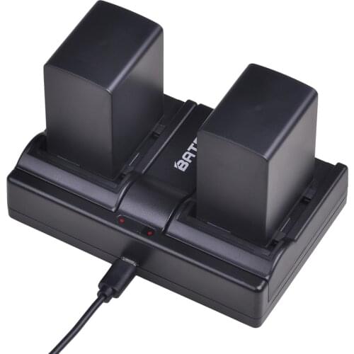 2Pcs 2900mAh BP-828 BP 828 Battery + USB Dual Charger for Canon BP-820 Canon VIXIA HF G40, HF G30, XA20, XA25 Camcorders