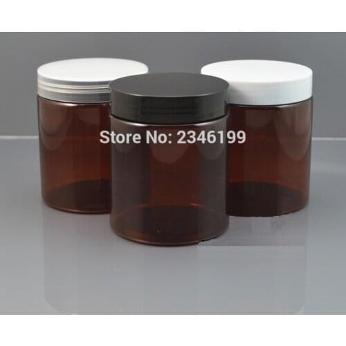250G Plastic Jar Dark Brown Color Plastic Pot with Plastic Lid, Cosmetic Cream Packing Container PET Material. 10 pcs/Lot