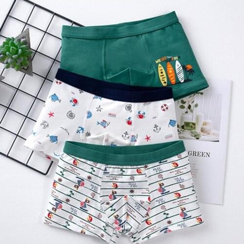 3Pcs Toddler Boys Underwear Boyshort Cartoon Cotton Boxer Briefs Kids Panties R7RB