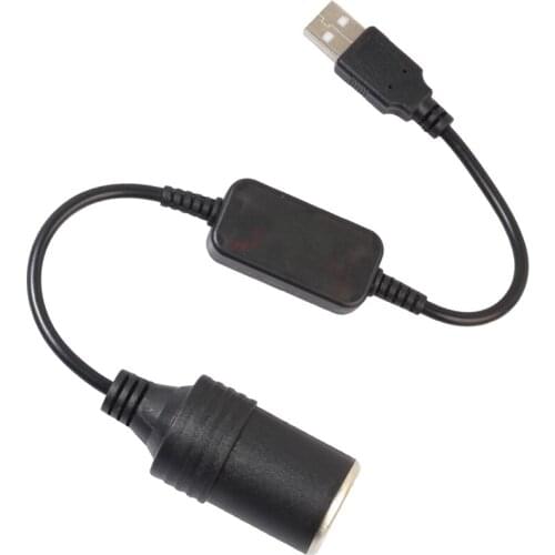 300mm 5V 2A USB Input to 12V 1A Output Female Cigarette Lighter Cable Socket Power Switching Splitter Adapter Black