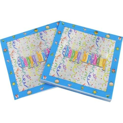 33*33cm 20pcs/lot Happy Birthday Napkin Color Printed Paper Napkins Birthday Party Decoration DIY Paper Birthday Decoration