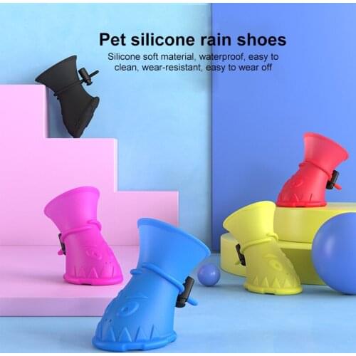 4pcs Pet Dog Rain Shoes Anti Slip Waterproof Pet Dog Cat Rain Shoes 5 Colors Rubber Boots For Four Seasons
