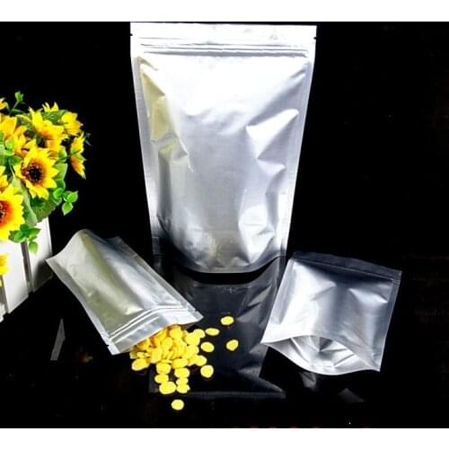 5pcs Free shipping Aluminum Foil Bag Silver Zip Lock Bags Small Stand Up Bag for Candy/Coffee Snacks Packaging Bag Ziplock Pouch