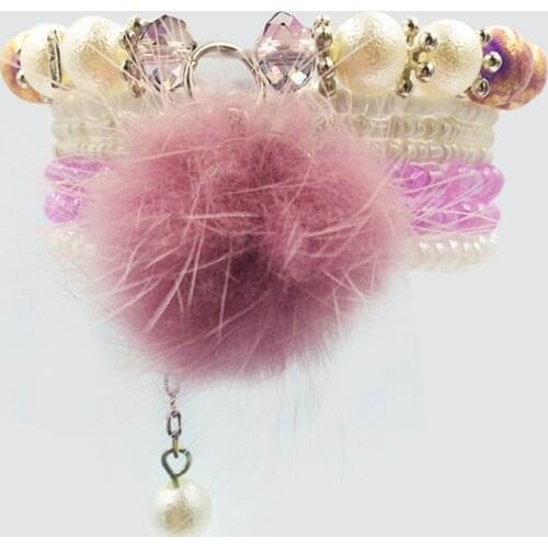7pcs/set Boho Jewelry Bracelets & Bangles for Women Korean pom pomTassel Elastic Charm Crystal bead beaded Bracelet Femme Bijoux