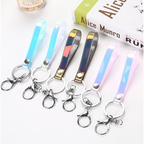 Bag Accessories Laser Colorful KeyChain Leather Cord DIY For Car Camera Pendant Hang Rope Phone ornaments KeyChain Strap 1pcs