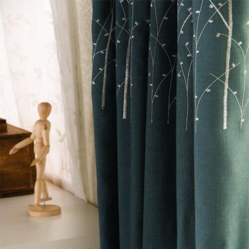 American Pastoral Cotton and Linen Embroidered Bay Window Shade Window Curtains for Bedroom Living Room Curtains Fashion Voile