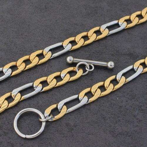 Free Shipping Fashion Gold & Silver Color Stainless Steel Jewelry For Woman Man Chain Necklace High Quality NFHZCFBC-60