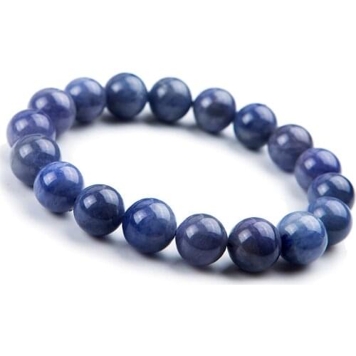 11mm Genuine Blue Natural Stone Bracelets Women Men Stretch Crystal Round Bead Bracelet Drop Shipping