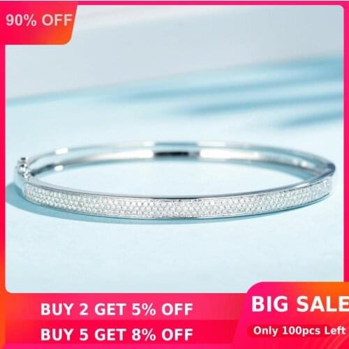 Handmade Pave Lab Diamond Bangle 925 Sterling Silver Party Engagement bangles Bracelets for women Bridal wedding accessaries