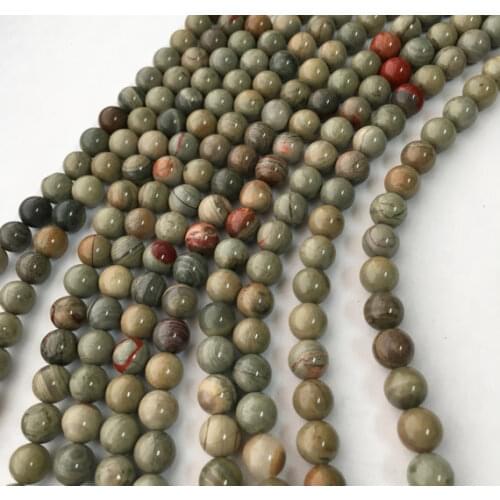 1 Strand 100% Natural Silvers Leaf Jaspe r Beads 4MM 6 MM 8MM 10MM 12MM Round Semi Gem Stone Jewelry Loose Beads 15.5"/Strand