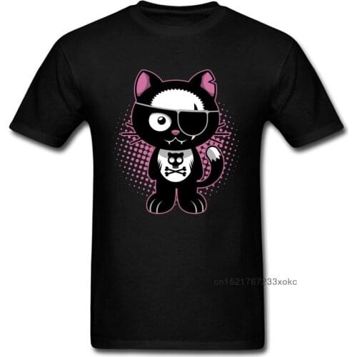 Catch Scratch Pirate Cat 2018 Cute Pink Black T Shirt For Men Summer Newest Funny T-shirt Mens Top Tee Shirts Custom
