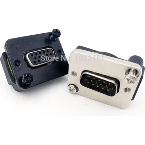 DB15 data cable connector socket panel mounting VGA Plug connector 3 row 15pin female&Male port socket adapter D type DP15