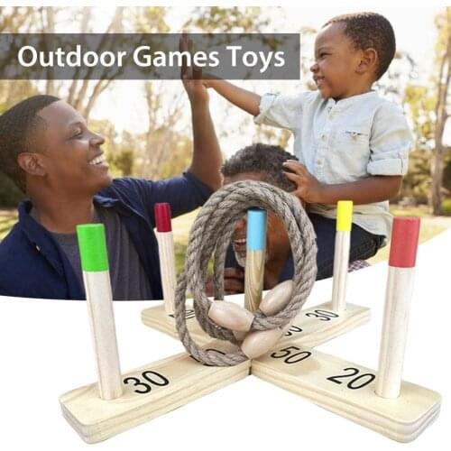 Wooden Fun Hoop Throwing Ring Ring Garden Game Pool Toy Outdoor Entertainment Throwing - Rope Throwing